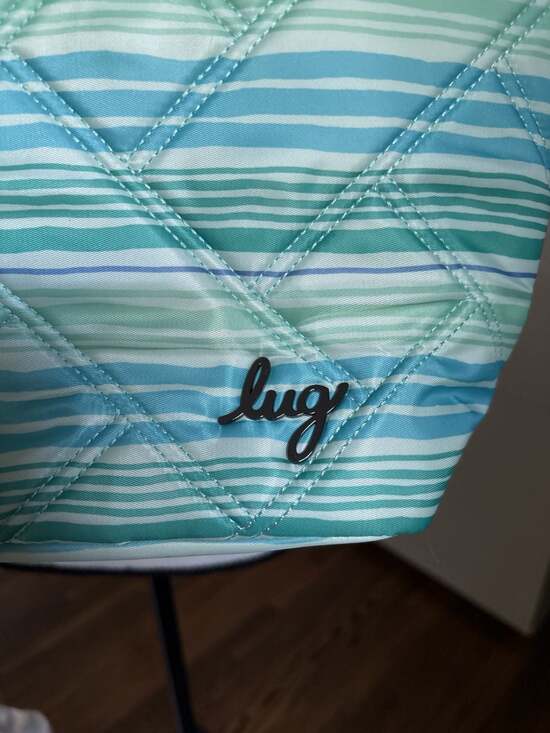 Lug Skyliner Medium Quilted Tote with Trolley Sleeve in Marina Stripes - Picture 2 of 11